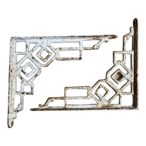 1940s Vintage Rustic Iron Corbels Veranda Brackets- Set of 2