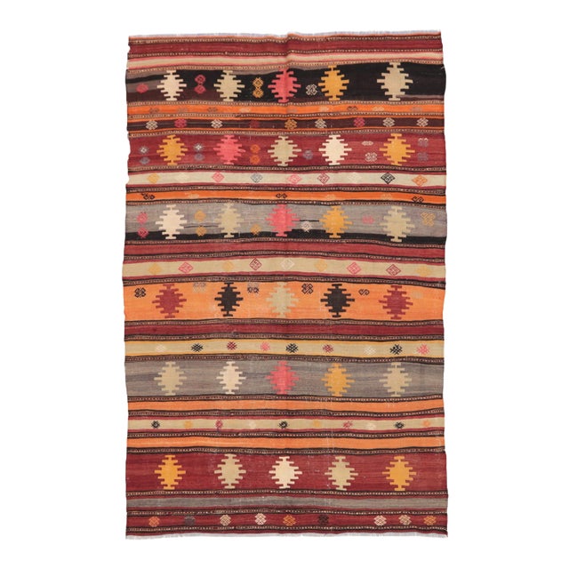 Vintage Handwoven Turkish Kilim Rug For Sale