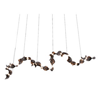 Dune 20 Curve Chandelier with Shades in Dark Bronze Metallic Tone by Daniel Becker for Moss Objects For Sale
