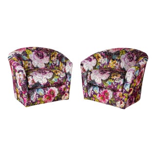Vintage Swivels in Designers Guild Matiazzo - a Pair For Sale