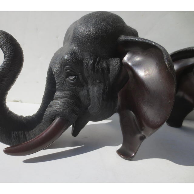 Japanese Bronze Elephant Bookends For Sale - Image 4 of 8