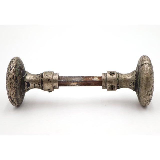 Arts & Crafts Pair of Antique Arts & Crafts Hammered Bronze Passage Door Knobs For Sale - Image 3 of 6