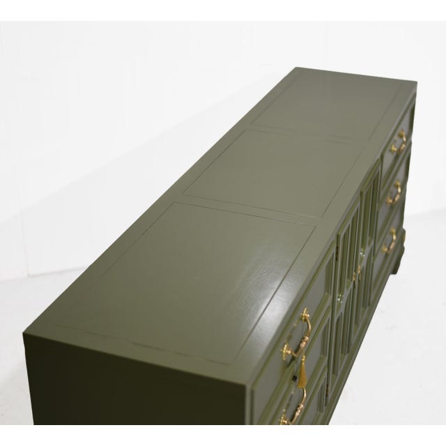 Green Mid Century Traditional Dresser Sideboard by Union National Jamestown Ny in Green - Newly Painted For Sale - Image 8 of 14