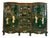 Vintage Chinese Green Lacquered Serpentine Credenza / Sideboard With Soapstone Inlay For Sale