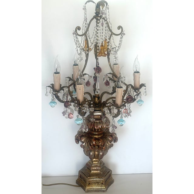 Vintage Murano Glass Floor Lamp in Wood and Metal, 1940s For Sale - Image 14 of 18