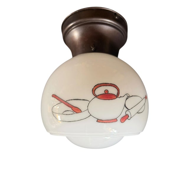 Mid 20th Century Mid-Century Kitchen Pantry Milkglass Ceiling Light For Sale - Image 4 of 6
