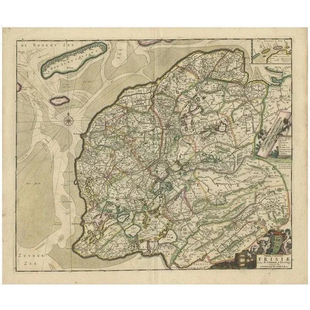 Antique Map of Friesland by De Wit, 1690 For Sale - Image 5 of 5