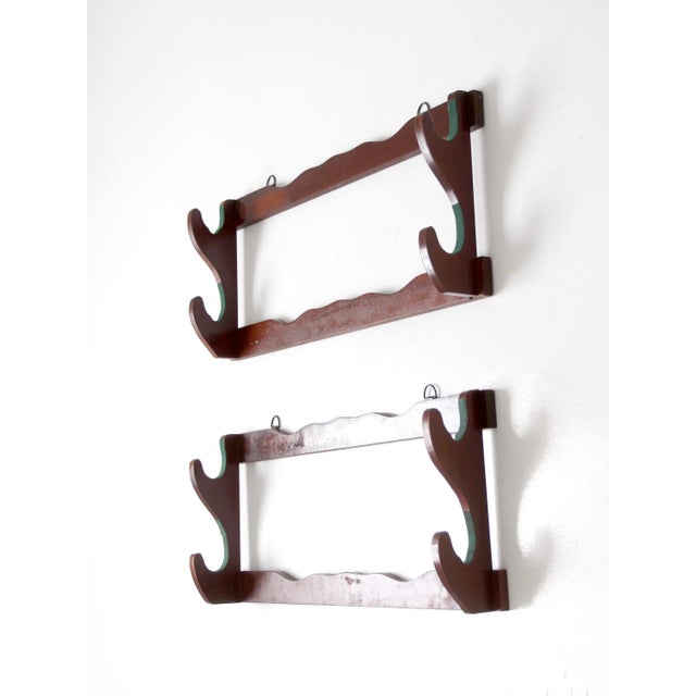 Mid-Century Wooden Gun Rack Pair For Sale - Image 4 of 17