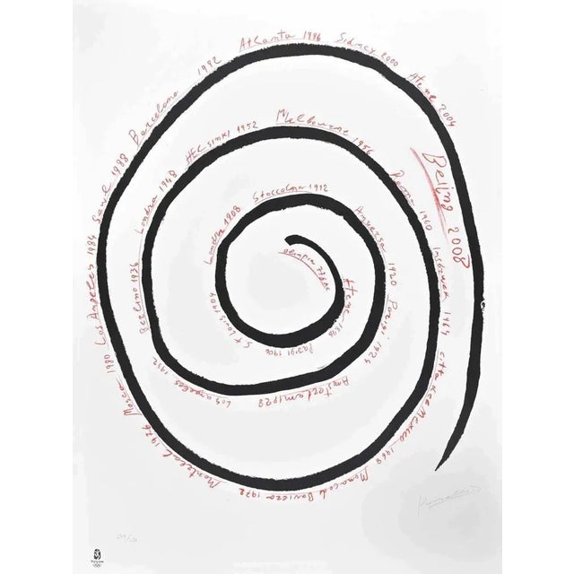 Never-Ending Spiral is a mixed media print realized by Jannis Kounellis. Limited edition of 260. Hand signed and numbered....