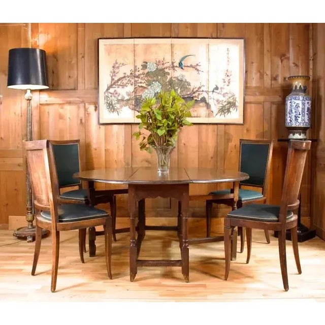 Green Art Deco Wooden Armchairs in Green Imitation Leather, 1950, Set of 4 For Sale - Image 8 of 9