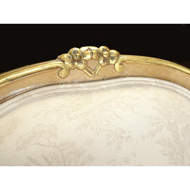 Vintage French Louis XVI Gold Gilt Off White Arm Chair For Sale In Los Angeles - Image 6 of 15