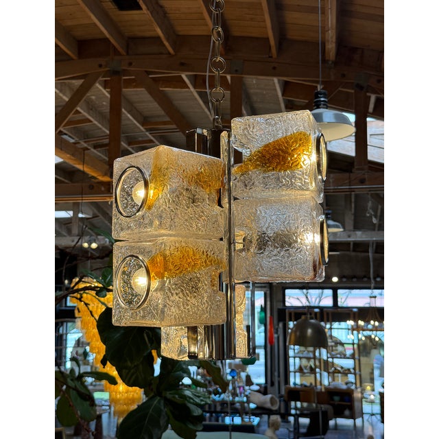Mid-Century Modern Toni Zuccheri for VeArt Murano 6 Light Pendant, Italy, 1970s For Sale - Image 3 of 10