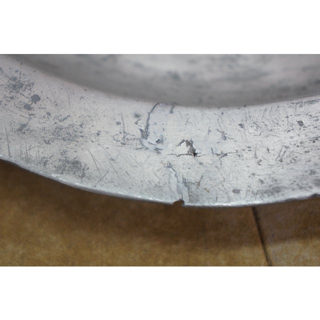 Antique 18th Century Primitive Pewter Serving Plate Charger 12" For Sale - Image 9 of 11
