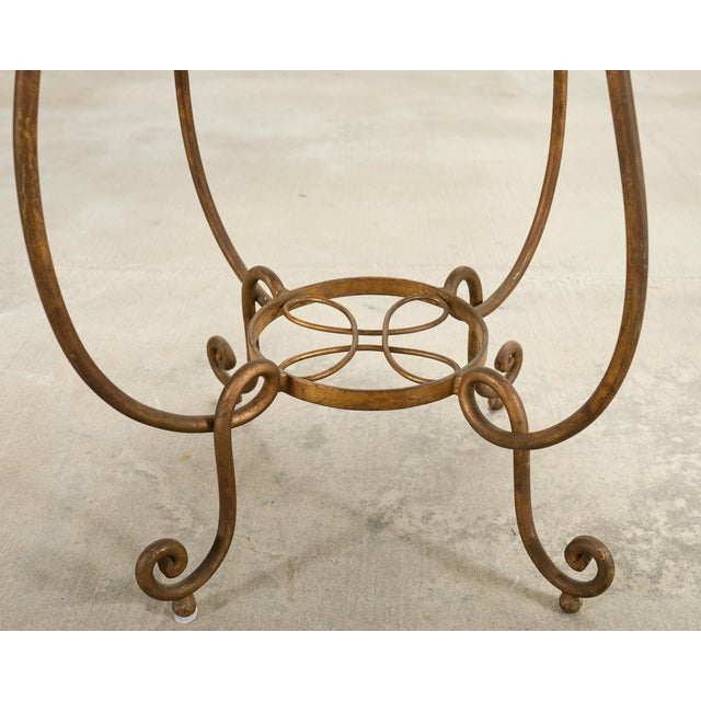 Rene Drouet Style Gilded Iron Granite Top Center Table For Sale - Image 9 of 15
