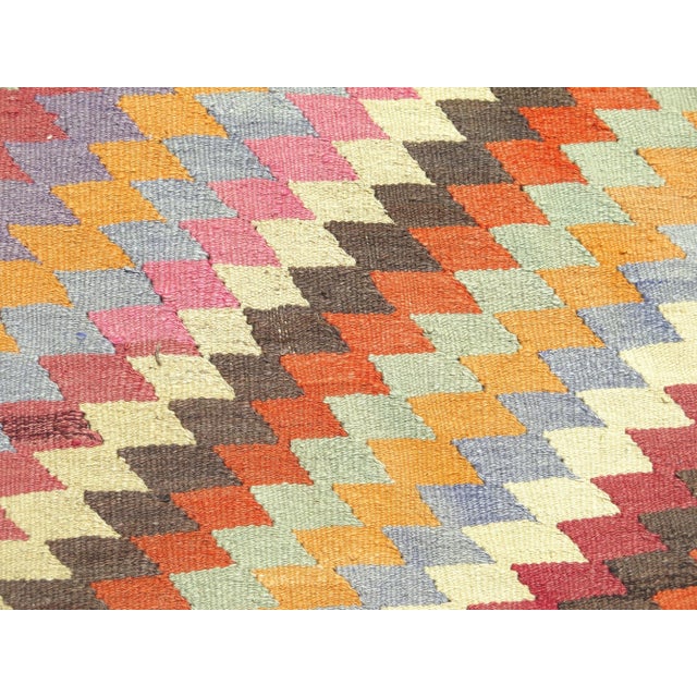 Mid 20th Century 1960's Classical Antalya Handwoven Turkish Kilim Boho Area Accent Rug For Sale - Image 10 of 11