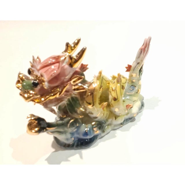 Vintage Porcelain Dragon 24k Gold For Sale - Image 11 of 11
