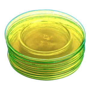 Vintage Murano Glass Venetian Hand Blown Luminescent Yellow Plates With 24k Gold- Set of 12