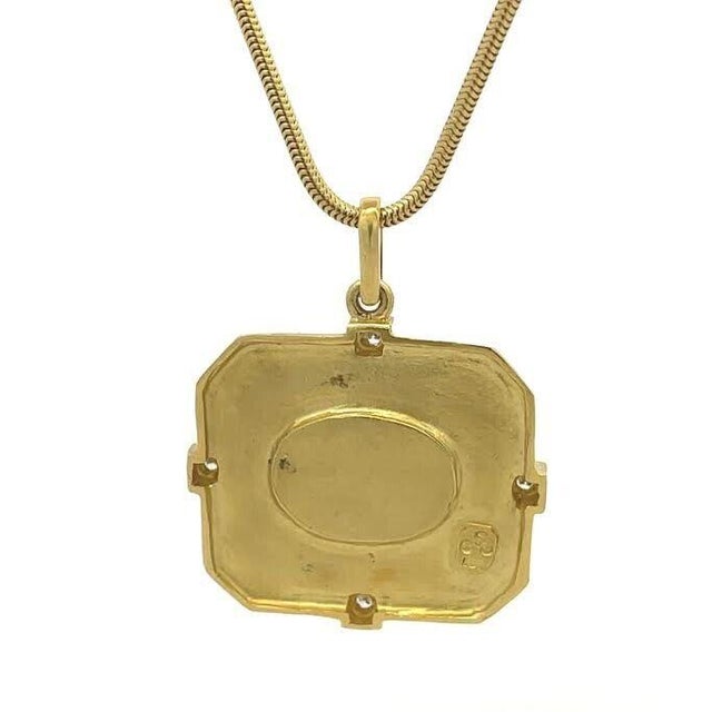 Seidengang Diamond Necklace 18k Yellow Gold Amitie Friendship in French For Sale - Image 4 of 7