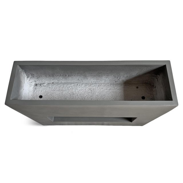 Modern Minimalist Cement Hole Outdoor Planter For Sale - Image 4 of 7
