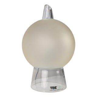 Murano Glass Table Lamp in Geometric Cone and Frosted Sphere by Itre, Venice, 1980s For Sale