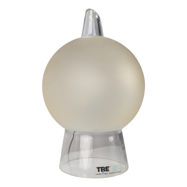 Murano Glass Table Lamp in Geometric Cone and Frosted Sphere by Itre, Venice, 1980s For Sale