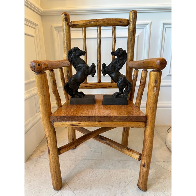 Vintage Handmade Small Size Rustic Carved Log Wood Chair For Sale - Image 15 of 18