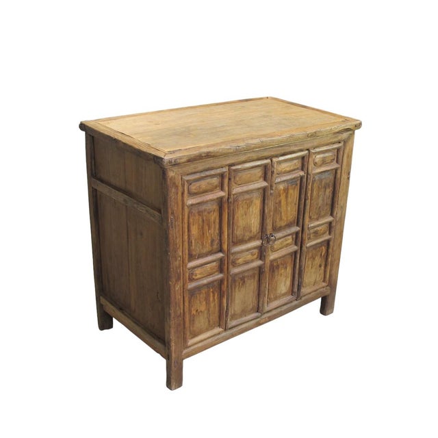 Chinese Naturally Aged 4 Panel Elm Cabinet For Sale - Image 3 of 12