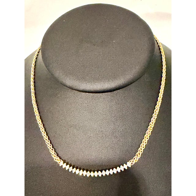 Vintage 1 Ct White Diamond Necklace 14 Karat Yellow Gold, 15 Inch Long For Sale - Image 10 of 18