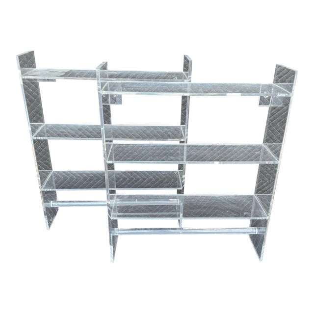Pair of Vintage Lucite Etagere Shelf Units For Sale