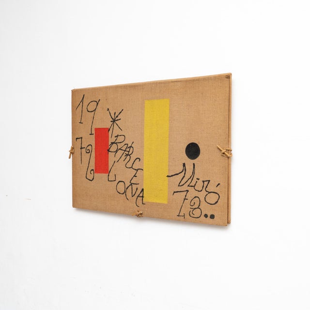 Joan Miró, Composition, Lithograph on Burlap, 1970s For Sale - Image 4 of 17