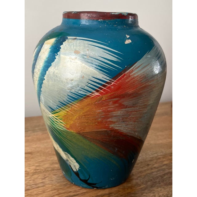 1930s Mexican Hand-Painted Tonala Vase For Sale - Image 11 of 12