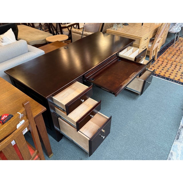 Wood Pederesen's Furniture Company Executive Desk With Locking Key For Sale - Image 7 of 13