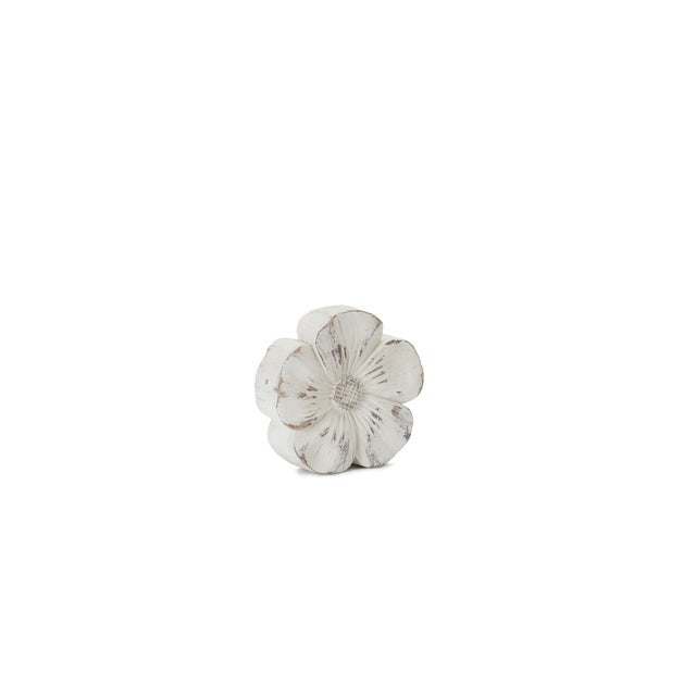 White Washed Stone Flower Decor (Set of 3) For Sale In Chicago - Image 6 of 6