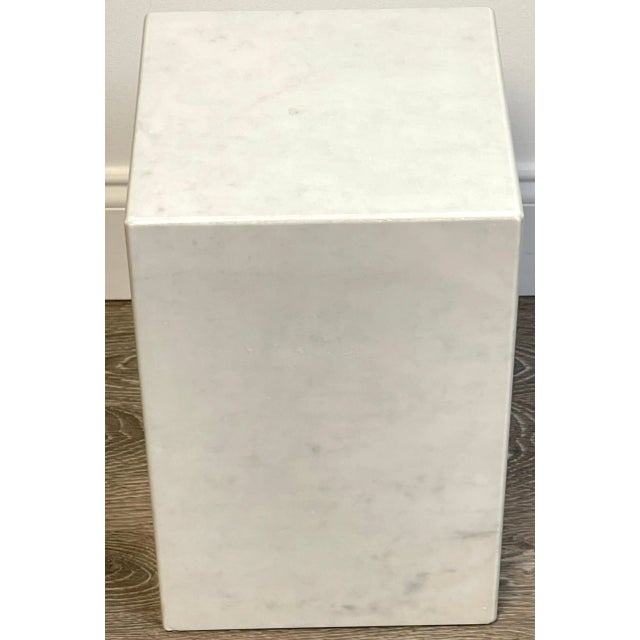 Italian Modern Carrera Marble Monolith Side Tables - a Pair For Sale In Greensboro - Image 6 of 8