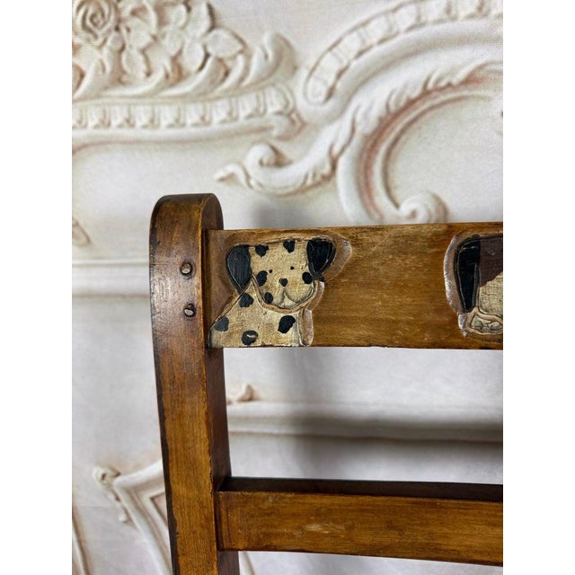 Brown Pair of Hand-Painted Convertible Library Step Ladder Chairs With Dog Motif For Sale - Image 8 of 15