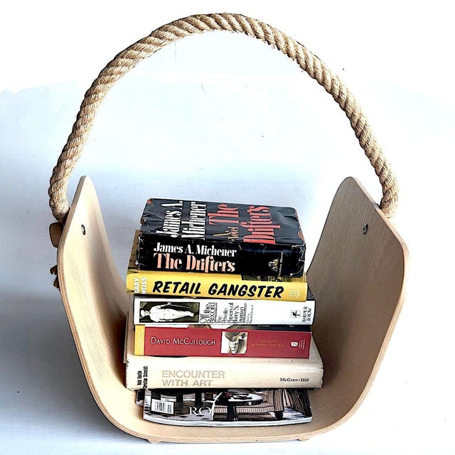 Wood Ash Veneer Bentwood & Rope "Värmer" Fire Wood or Magazine Basket For Sale - Image 7 of 13