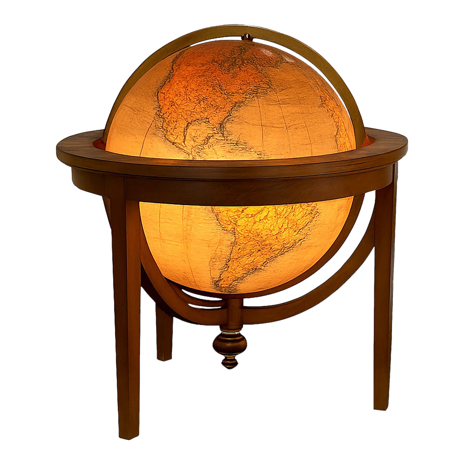 Antique Illuminated Globe on Wooden Stand — French, Early 20th Century ...