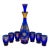 Early 20th Century Bohemian Glass Blue & Gold Decanter Set- 6 Glasses & Decanter For Sale