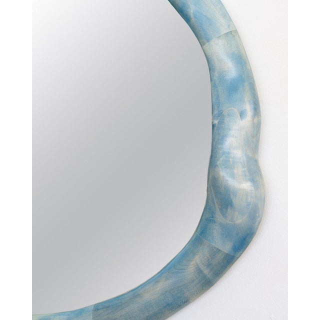 Contemporary White Bleached Maple and Wood Stain Round Wall Mirror by Alexander Knysch For Sale - Image 3 of 8