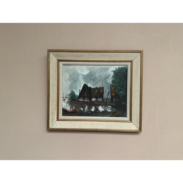Jeams, Cabin by the Water, 1960s, Oil Painting on Panel, Framed For Sale - Image 12 of 18