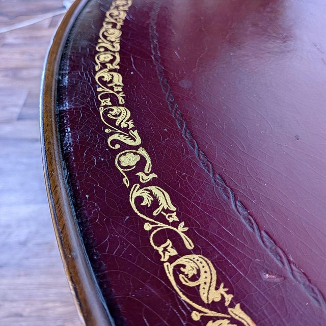Vintage Regency-Style Drum Table With Leather Top For Sale - Image 11 of 13