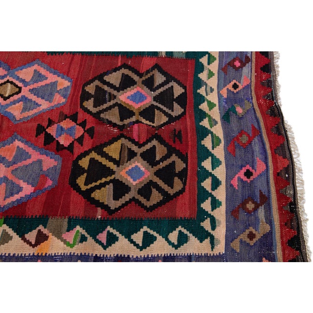 1960s Vintage Turkish Kilim Red Handmade Tribal Wool Runner For Sale In New York - Image 6 of 8