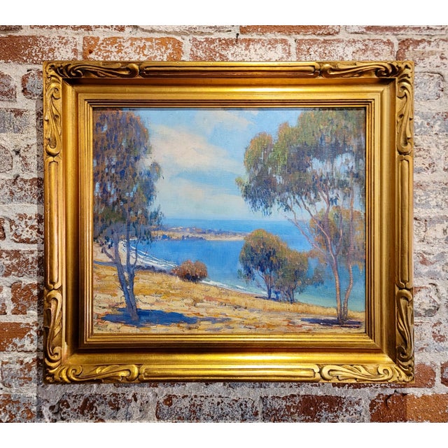 Alson Skinner Clark-Eucalyptus Trees overlooking the Pacific Ocean-Oil Painting-c1920 California Impressionist - Oil...