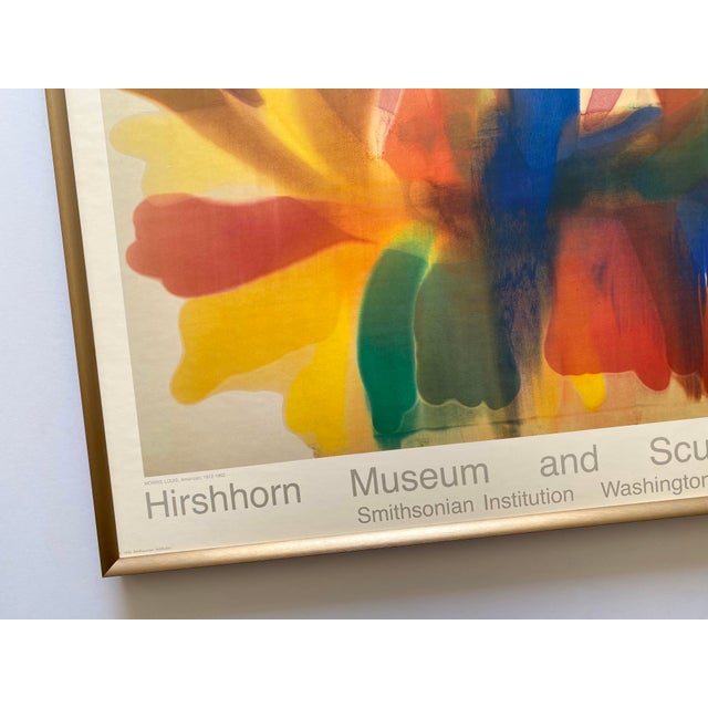 Metal Morris Louis Vintage 1992 Lithograph Print Mid Century Modernist Framed Abstract Expressionist Museum Poster " Point of Tranquility " 1959 For Sale - Image 7 of 14