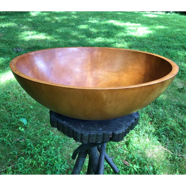 Wood American Turned Treen Large Bowl For Sale - Image 7 of 7