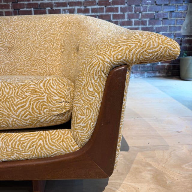 Reupholstered Yellow Gondola Sofa For Sale - Image 10 of 12