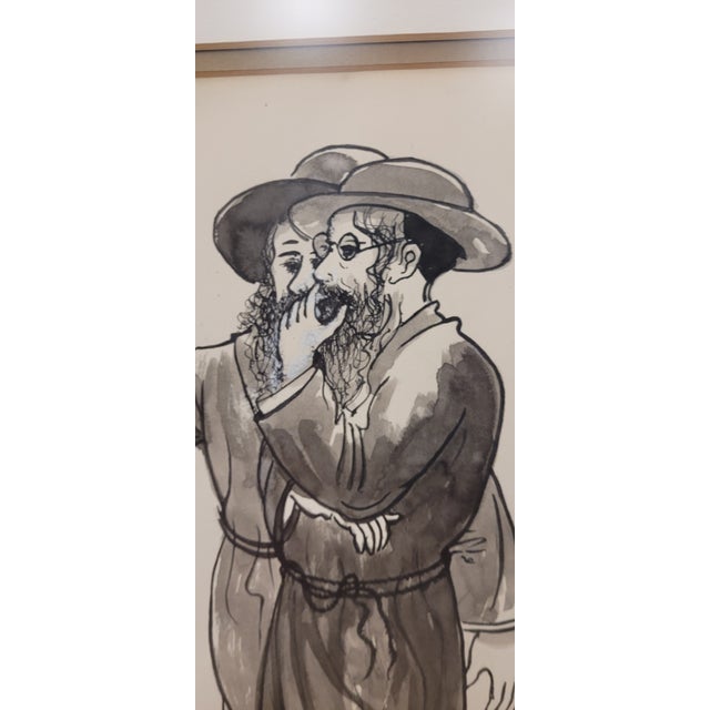 MCM Wall Art of Two Rabbis Signed For Sale - Image 9 of 10