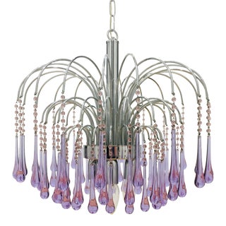 Murano Glass Teardrop Waterfall Chandelier, Italy, 1970s For Sale