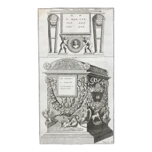 Antique Neoclassical Tomb Engraving