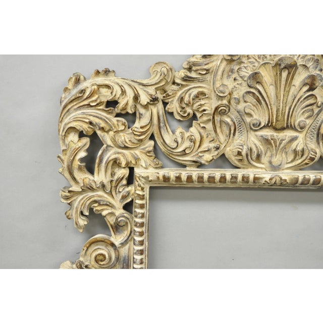 Late 20th Century Large 78" Italian Baroque Rococo White Distress Painted Mirror Art Picture Frame For Sale - Image 5 of 17